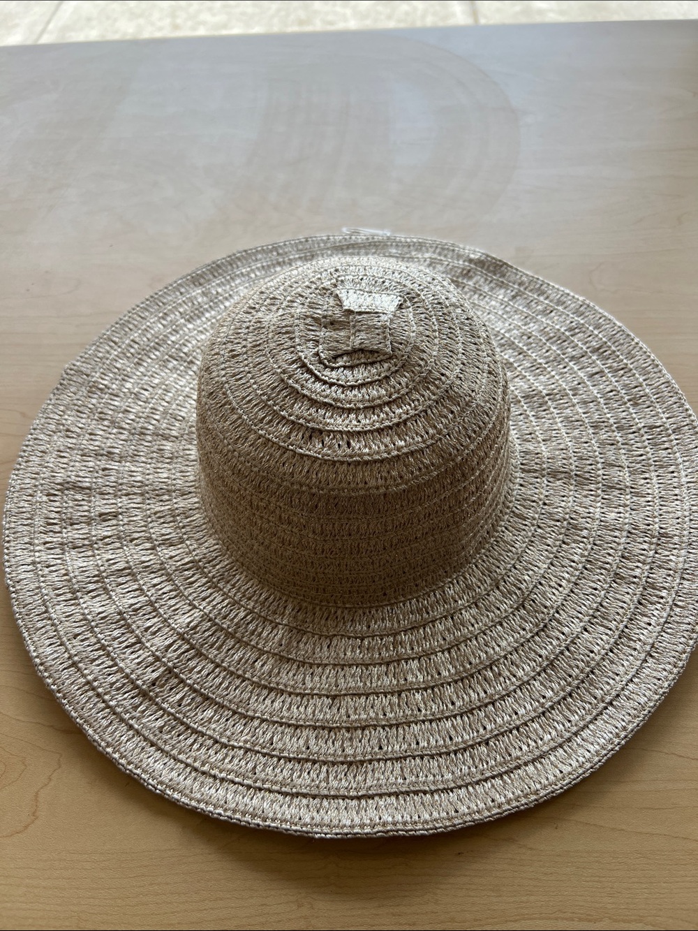 August Hats Natural Straw gold metallic Wide-Brim Sun Hat